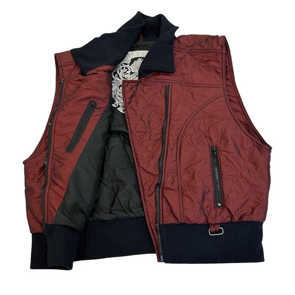 Nils Ski Vest Womens Size 12 Cherry Red Quilted Nylon Apres Vintage Full Zip - Picture 2 of 7